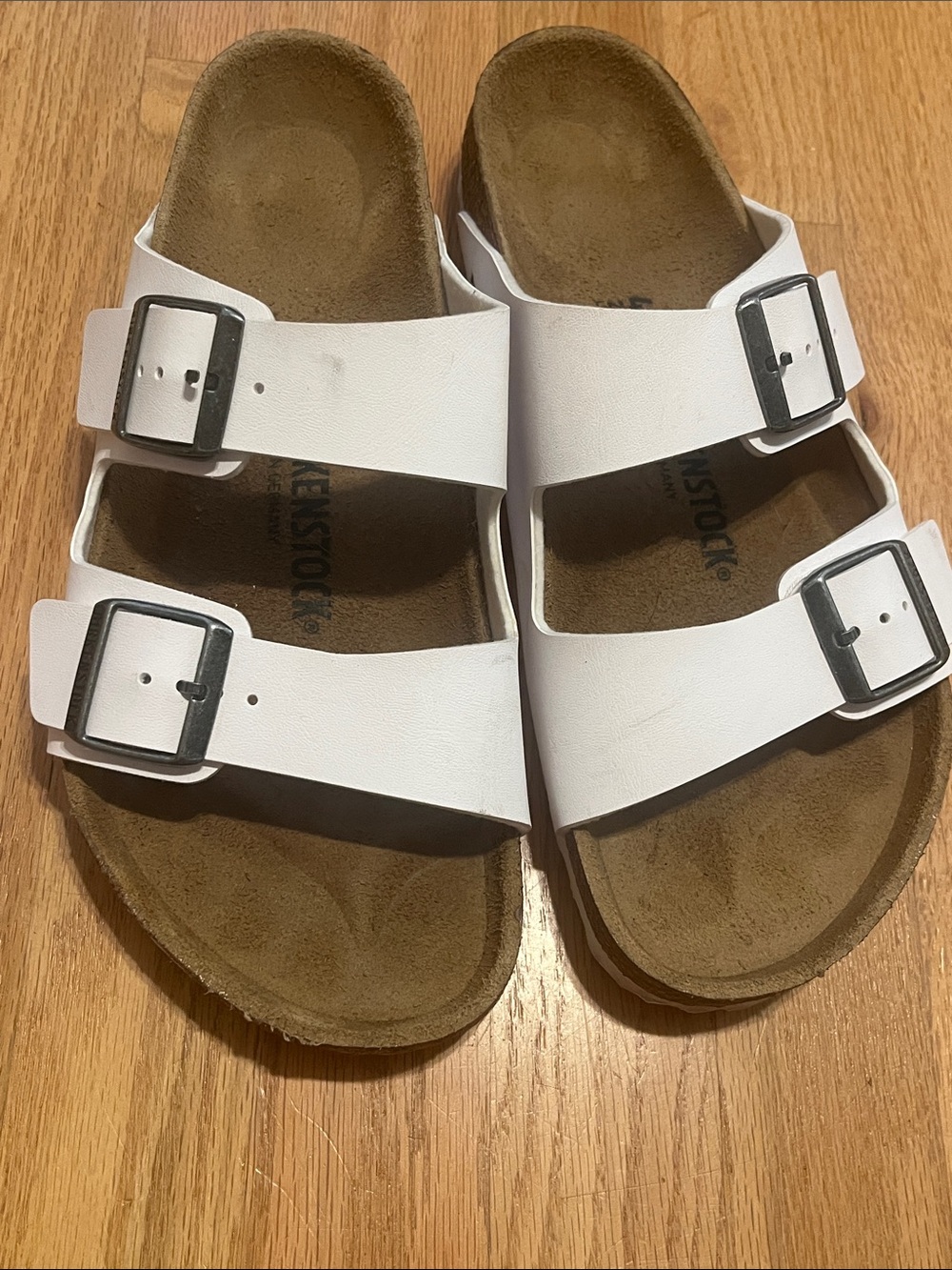 Birkenstock Arizona Slide Sandal White Double-Strap Buckle 42 Made in Germany